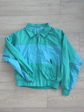 Members Only Teal and Aqua Colorblock Jacket